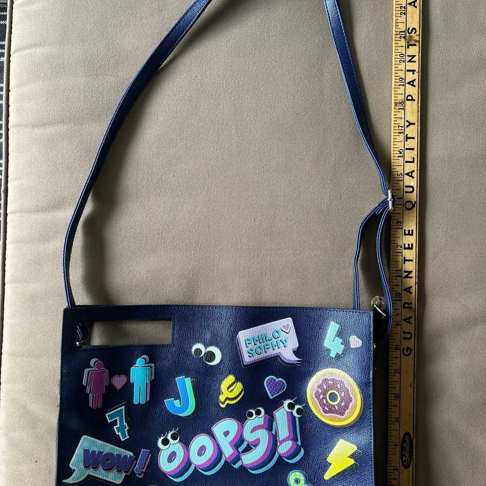 Philosophy Blue Handbag with Gold Details